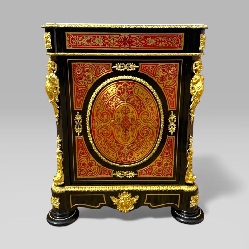 Antique French Napoleon III Ebonised Tortoiseshell Boulle & Marble Pier Cabinet - Image 11